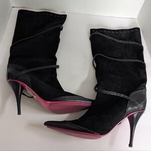 Emanuel Ungaro Black Vintage Stiletto Boots Sz 11